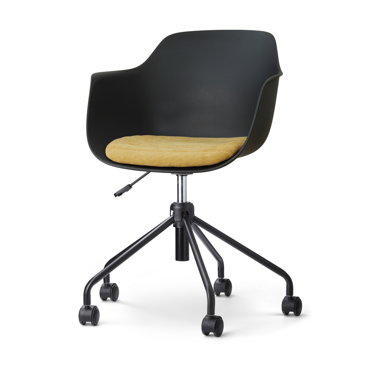 Nolon Nout-Liz eetkamerstoel zwart met warm oker zitkussen - zwart