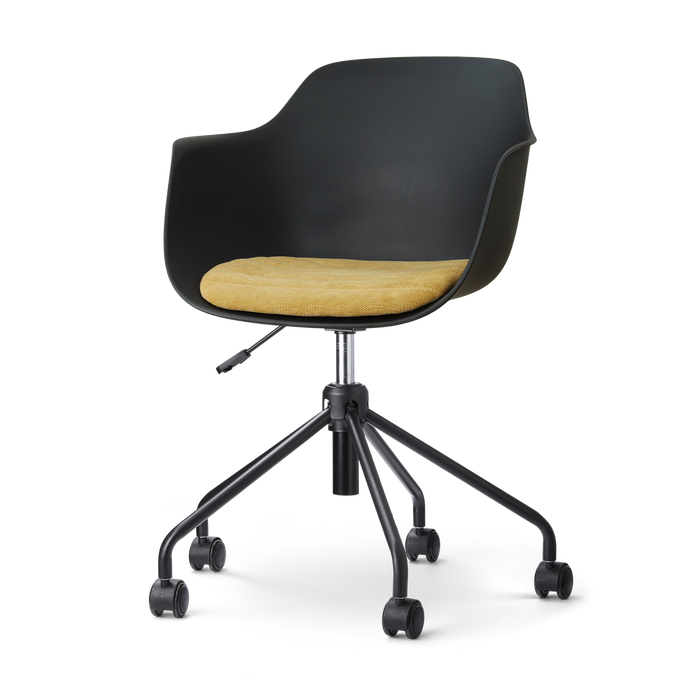 Nolon Nout-Liz eetkamerstoel zwart met warm oker zitkussen - zwart