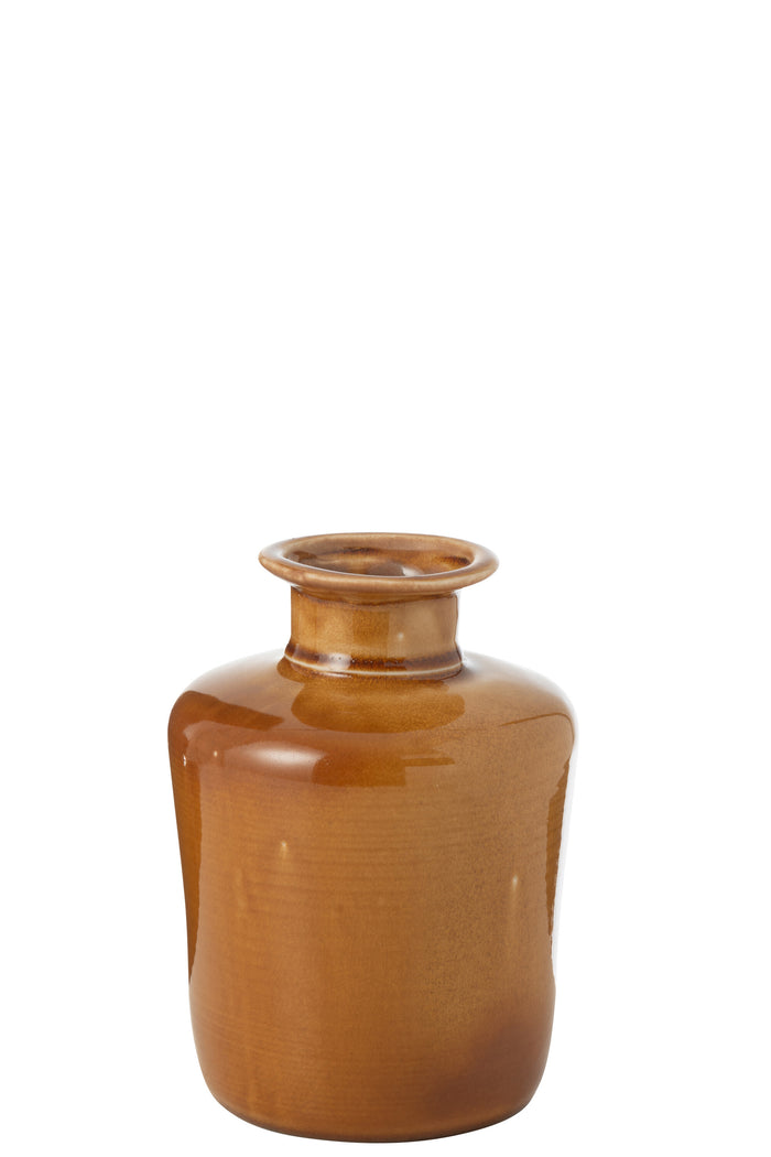 J-Line vaas Nova - porselein - mosterd - small - Ø 14.5 cm