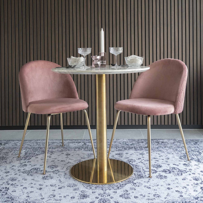 Artichok Aniek Eetkamerstoel Velvet Roze - Gouden Poten