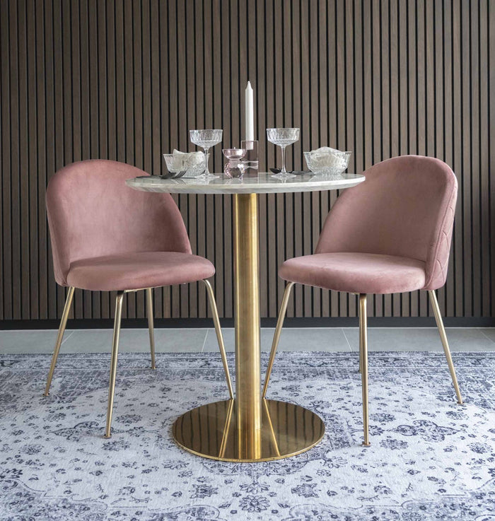 Artichok Aniek Eetkamerstoel Velvet Roze - Gouden Poten