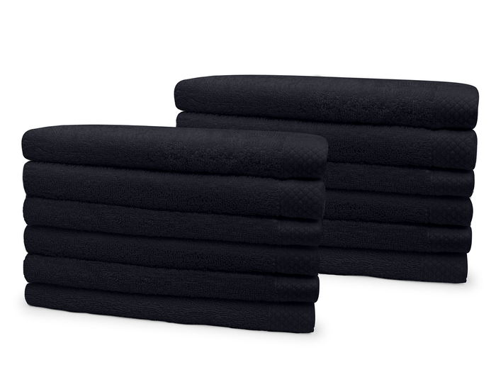 Eleganzzz Badstof Badlaken 100% Katoen 70x140cm - black - Set van 12