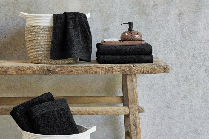 Eleganzzz Badstof Badlaken 100% Katoen 70x140cm - black - Set van 12