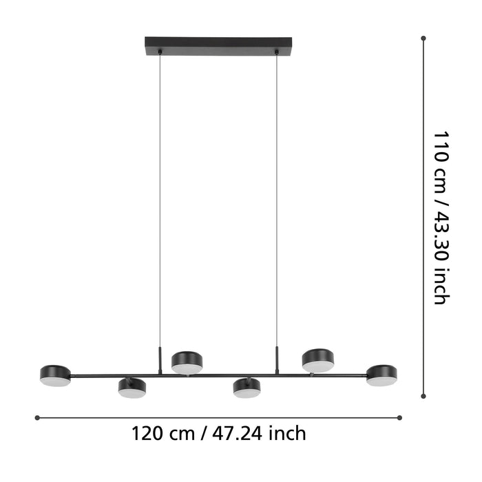 EGLO Clavellina Hanglamp - LED - 120 cm - Zwart|Wit