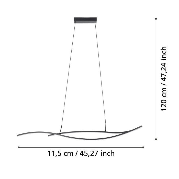 EGLO Grisolia Hanglamp - LED - Kunststof - Zwart|Wit