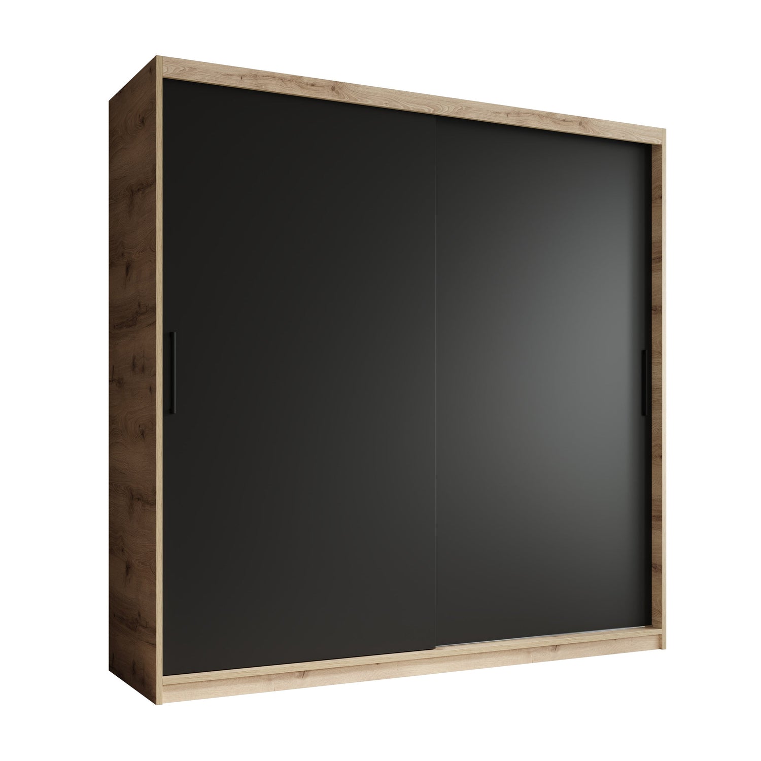 Meubella - Kledingkast Luxor - Zwart - Eiken - 200 cm