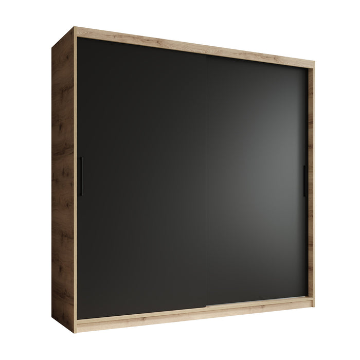 Meubella - Kledingkast Luxor - Zwart - Eiken - 200 cm