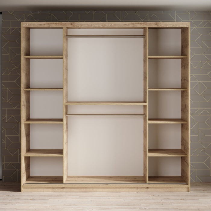 Meubella - Kledingkast Luxor - Zwart - Eiken - 200 cm