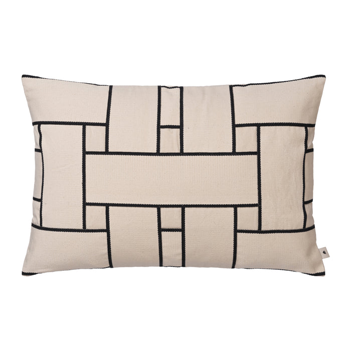 Ferm Living Lattice Offset Sierkussen - Rechthoekig - Off-White / Black