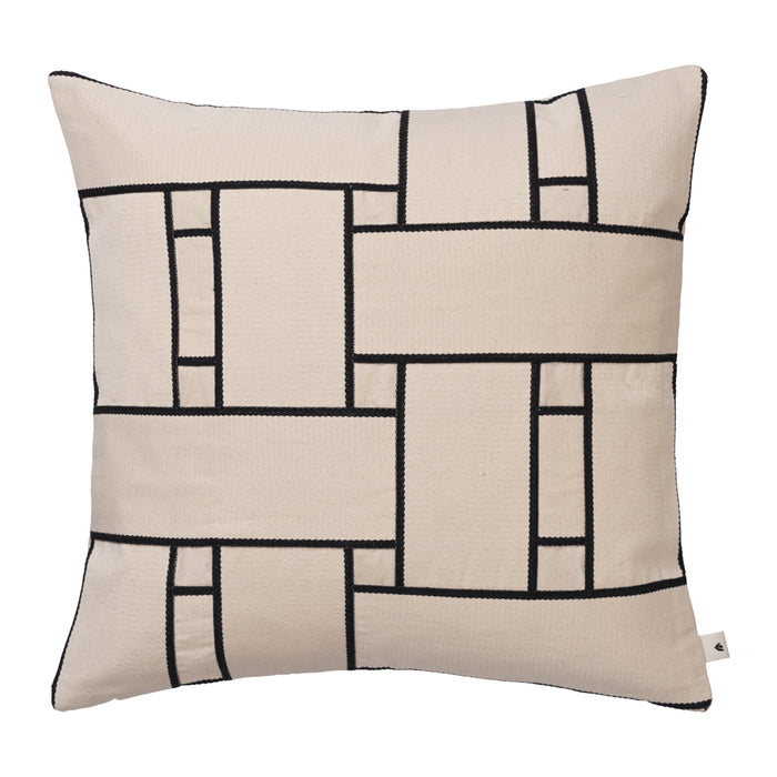 Ferm Living Lattice Offset Kussenhoes - Off-White / Black