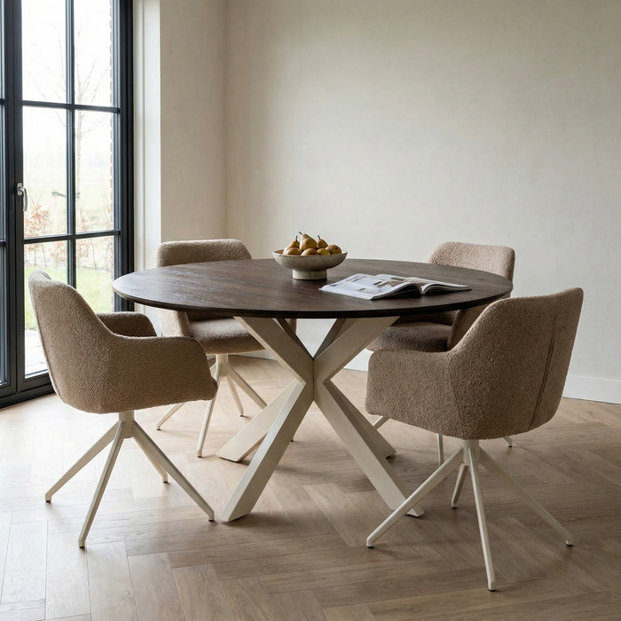 StarFurn - Eettafel Deens Ovaal Bruin|Zand - 150x150x76cm - Madison