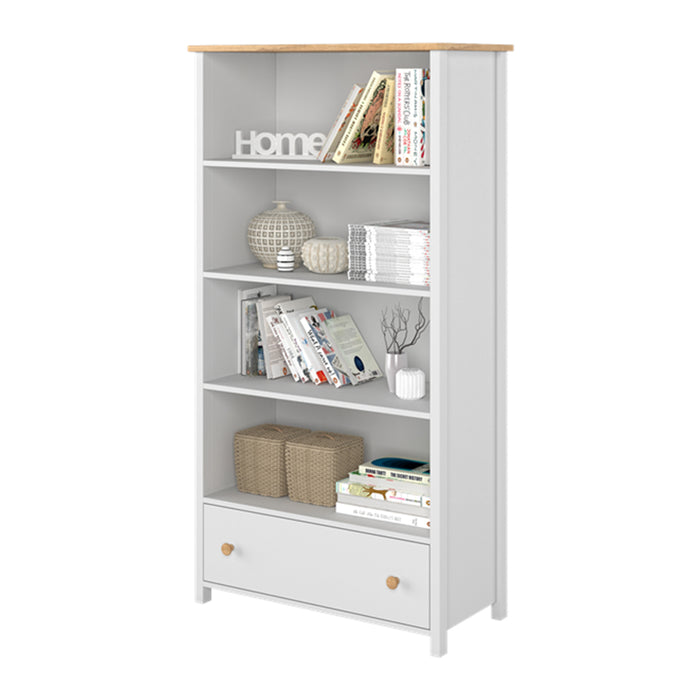 by fonQ Havin Boekenkast met Lade - Wit / Nash Eiken