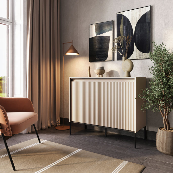 by fonQ Brive Wandkast - Laag - met Verlichting - Zand