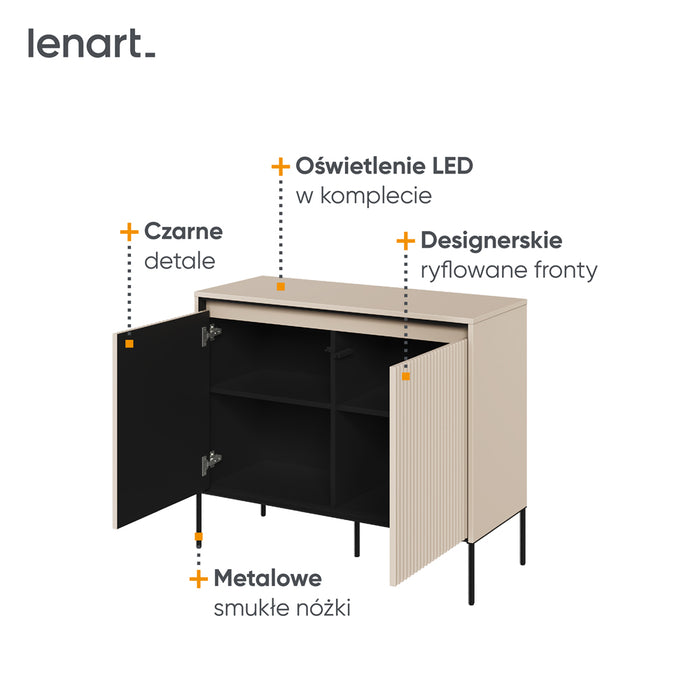by fonQ Brive Wandkast - Laag - met Verlichting - Zand