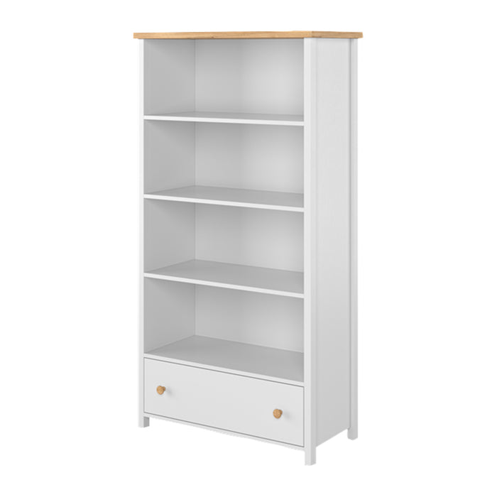 by fonQ Havin Boekenkast met Lade - Wit / Nash Eiken