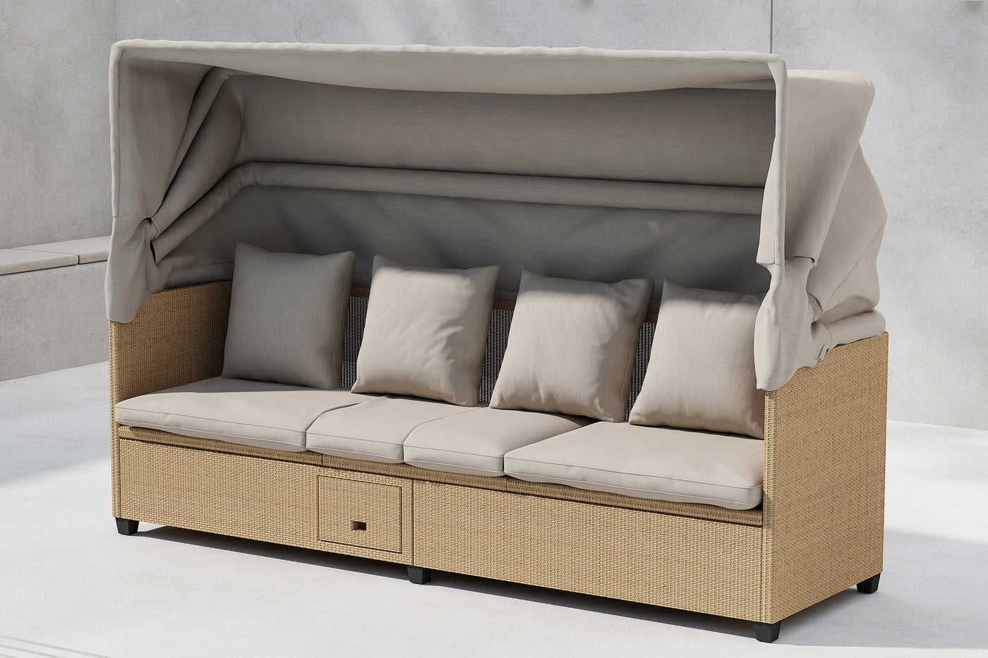 Fjôrd - Ligstoel Beige Wicker - 60x200x135cm - Nopy