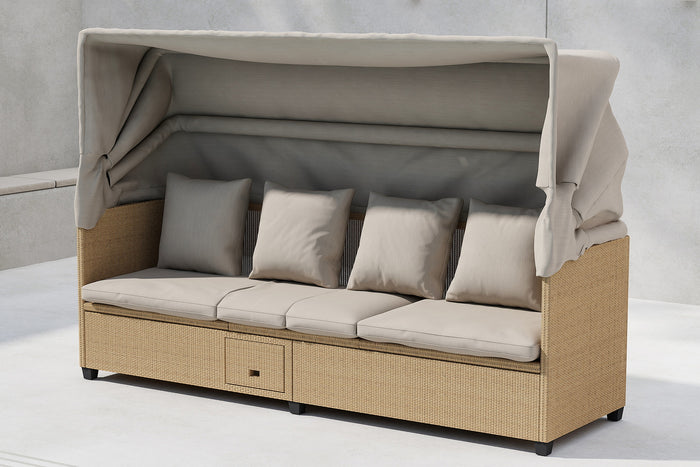 Fjôrd - Ligstoel Beige Wicker - 60x200x135cm - Nopy