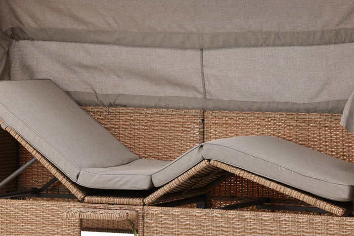 Fjôrd - Ligstoel Beige Wicker - 60x200x135cm - Nopy
