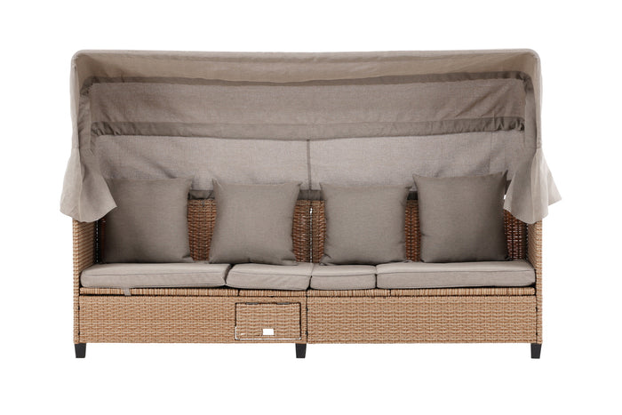 Fjôrd - Ligstoel Beige Wicker - 60x200x135cm - Nopy