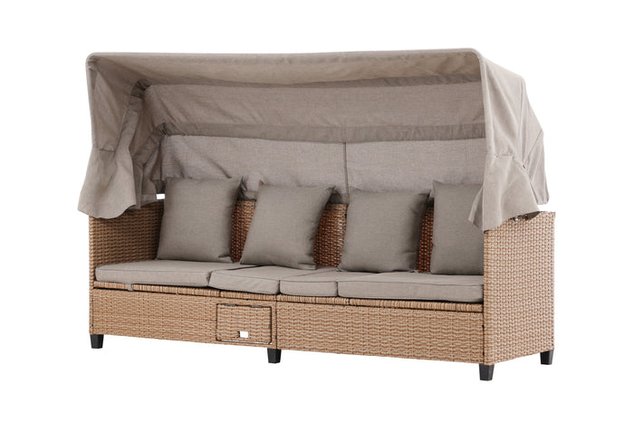 Fjôrd - Ligstoel Beige Wicker - 60x200x135cm - Nopy