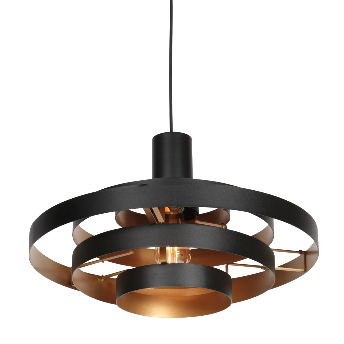 Steinhauer - hanglamp - Halo Cirque - zwart - metaal - Ø 50cm - E27 -