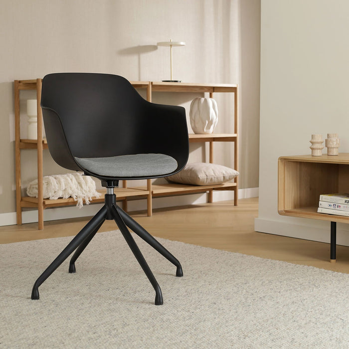 Nolon Nola-Liz Eetkamerstoel Zwart met Zeegrijs Zitkussen - Zwart