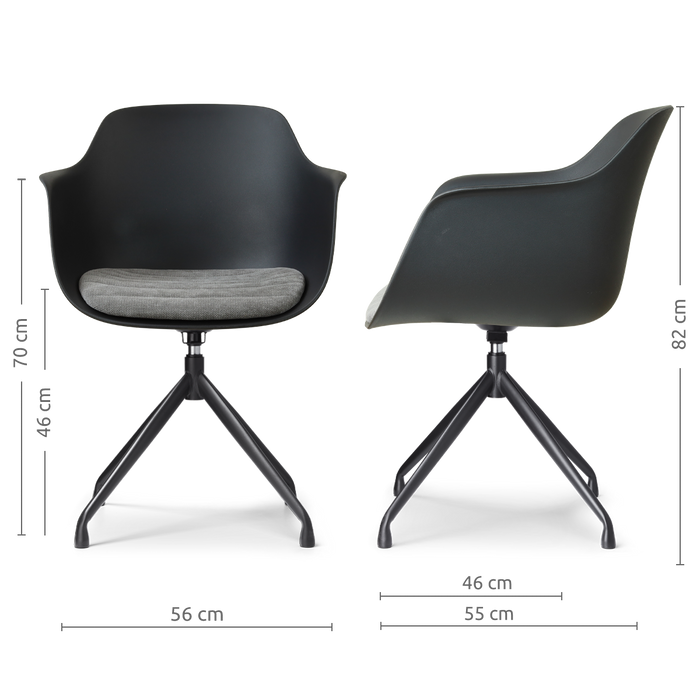 Nolon Nola-Liz Eetkamerstoel Zwart met Zeegrijs Zitkussen - Zwart