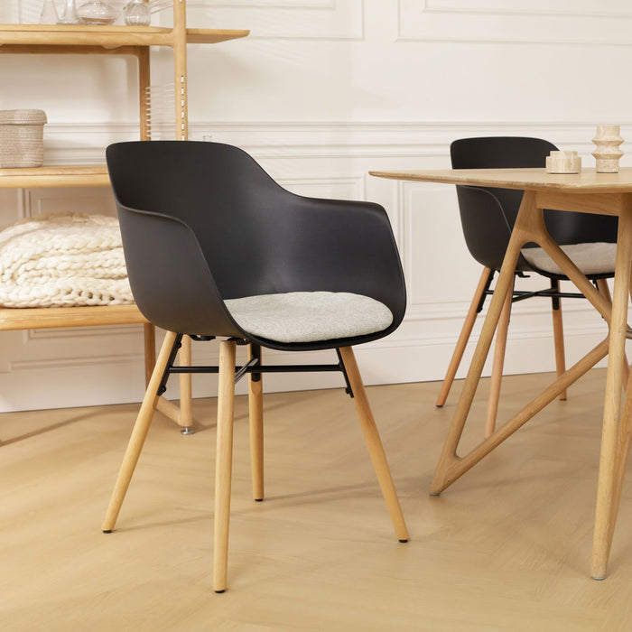 Nolon Nena-Liz Eetkamerstoel Zwart met Naturelbeige Zitkussen  Houten