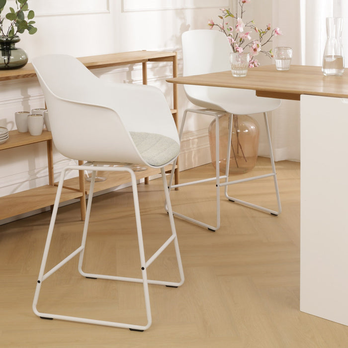 Nolon Nino-Liz Barkruk Wit met Naturelbeige Zitkussen Wit Onderstel 65