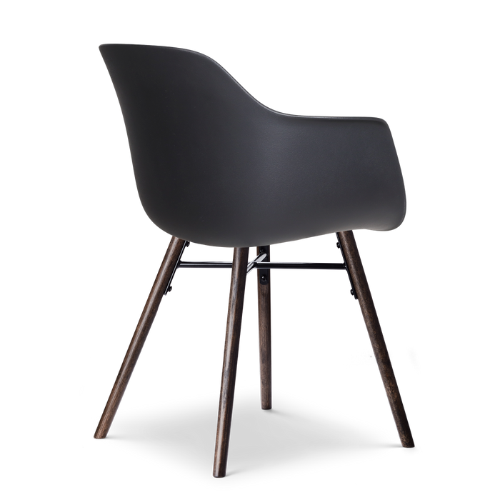 Nolon Nena-Liz Eetkamerstoel Zwart met Zeegrijs Zitkussen - Walnoot