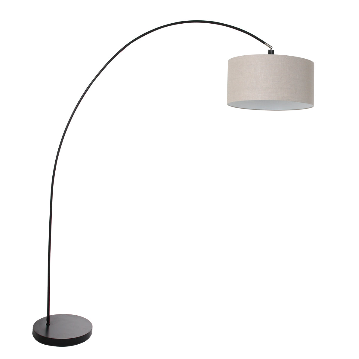 Mexlite - vloerlamp - Solva - zwart - linnen metaal - booglamp - E27