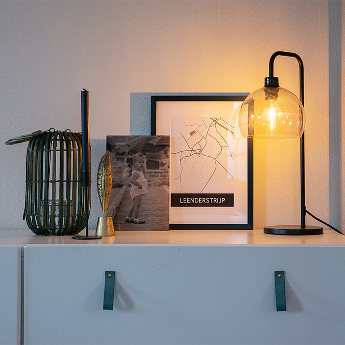 QAZQA Moderne tafellamp zwart met smoke kap - Maly