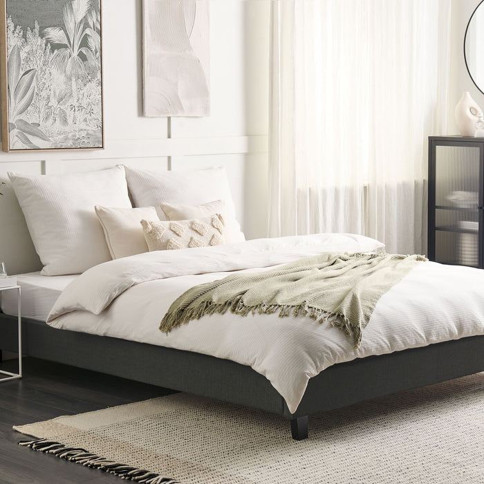 Beliani - ROANNE - Tweepersoonsbed - Grijs - 180 x 200 cm - Polyester