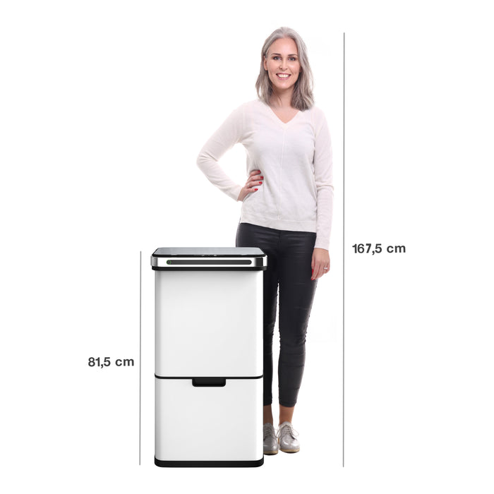 Homra DEXER prullenbak met sensor - 60L - 4 vakken - Wit