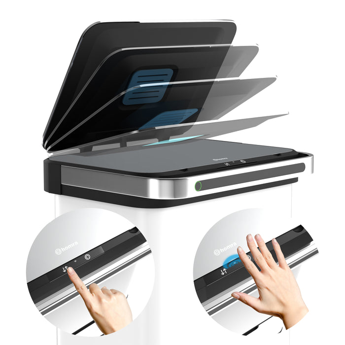 Homra DEXER prullenbak met sensor - 60L - 4 vakken - Wit