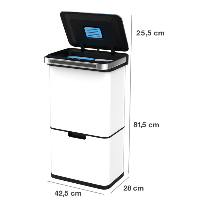 Homra DEXER prullenbak met sensor - 60L - 4 vakken - Wit