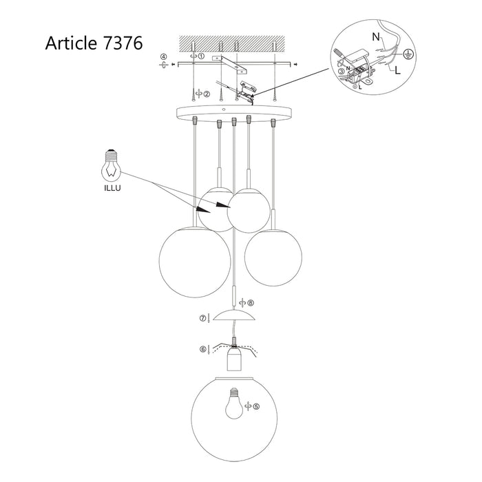 Steinhauer Hanglamp Bollique Zwart 5 Lichts 2730ZW