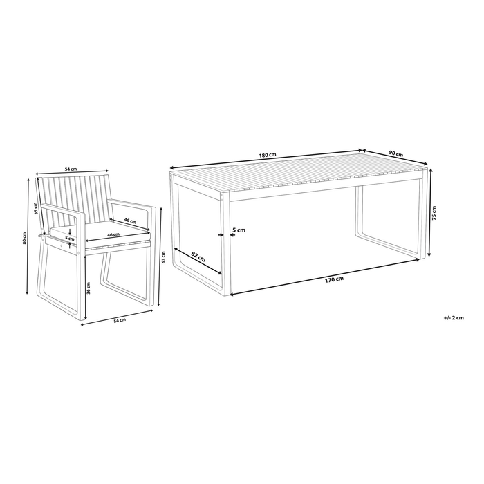 Beliani-SASSARI L-Tuinset voor 8-Lichthout|Blauw|Wit-Acaciahout