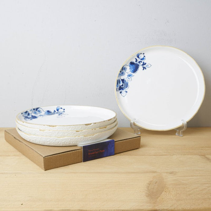 Heinen Delfts Blauw Blauw Bloesem Ontbijtbord 4 st. Ø 21 cm