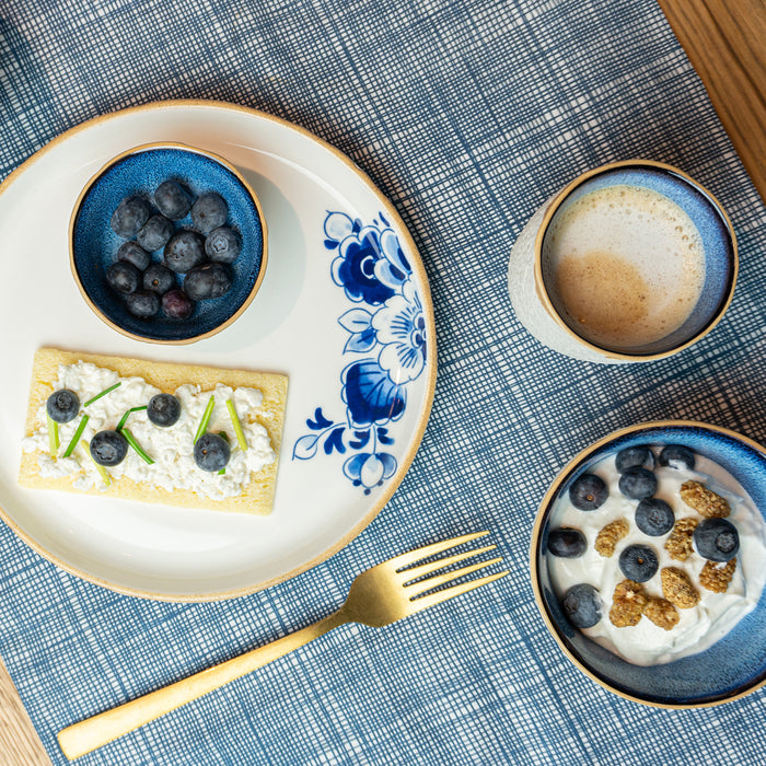 Heinen Delfts Blauw Blauw Bloesem Ontbijtbord 4 st. Ø 21 cm