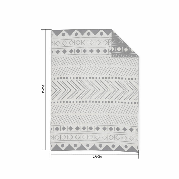 sweeek - Rechthoekig buitentapijt, etnisch patroon, zwart|beige