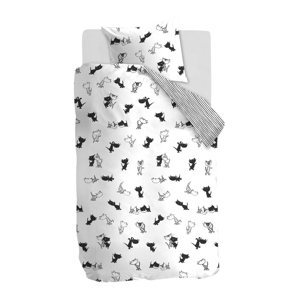 Beddinghouse x Fiep Amsterdam Pim en Pom Dekbedovertrek 120 x 150 cm - Zwart