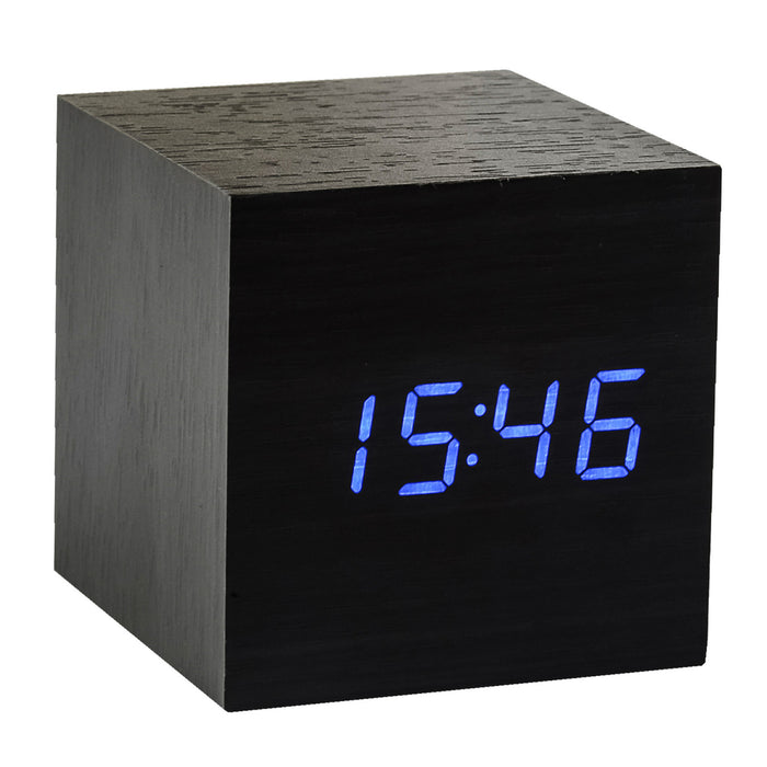 Gingko Cube Click Wekker - Zwart/Blauw