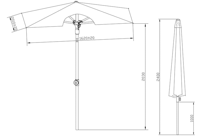 SORARA Valencia Parasol 160 x 200 cm Zand