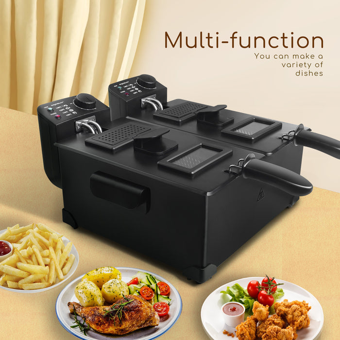 Aigostar Feast 30VDW-Dubbele frituurpan-2x3 liter-Zwart