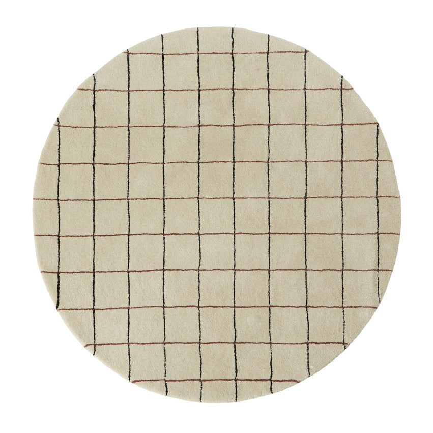 OYOY Grid Circle Vloerkleed - Off white