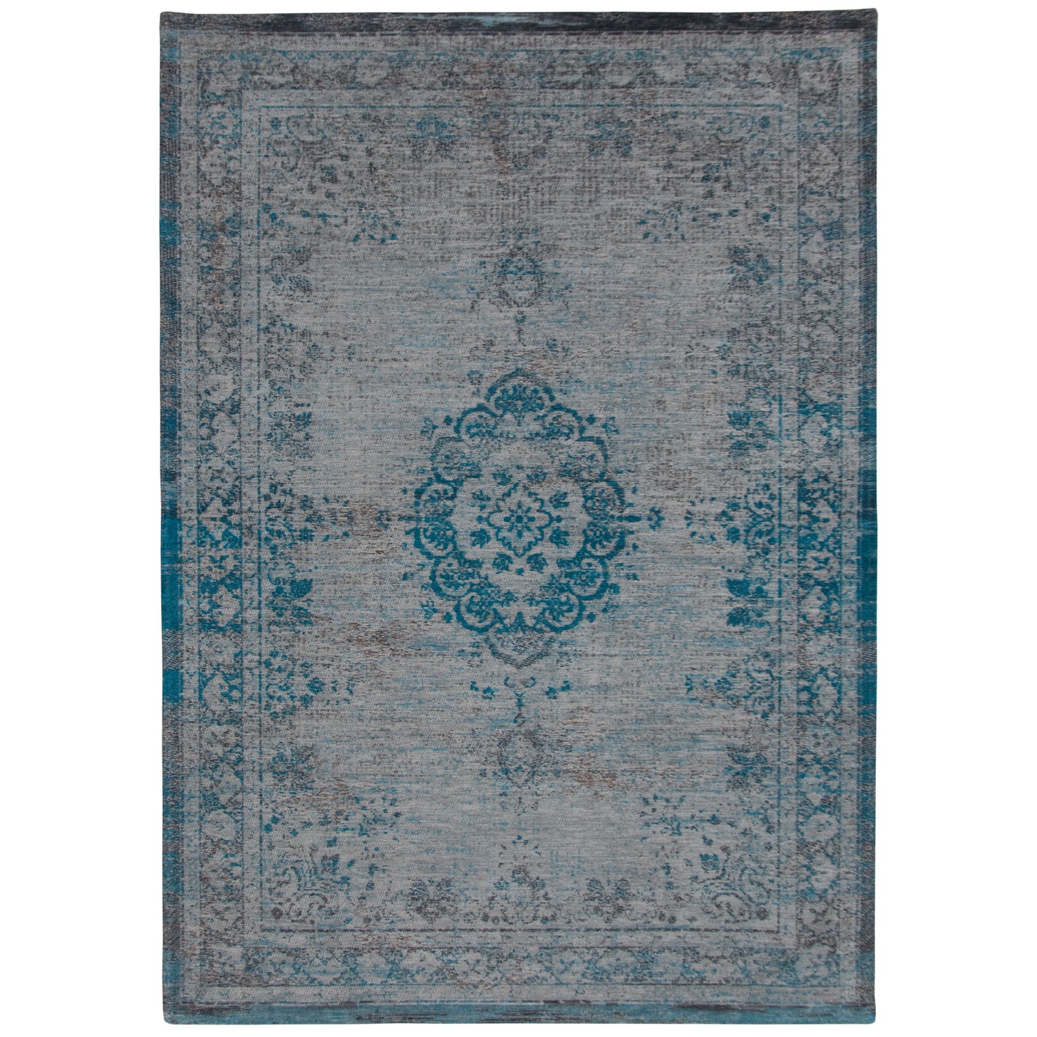 Louis de Poortere Medallion Fading World Vloerkleed 200 x 280 cm - Grey Turqouise