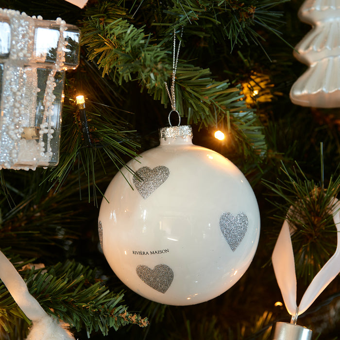 Riviera Maison Lovely Hearts Ornament white Dia 10