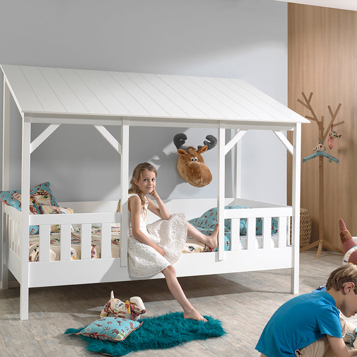 Vipack Housebed Bed met Dak 90 x 200 cm - Wit