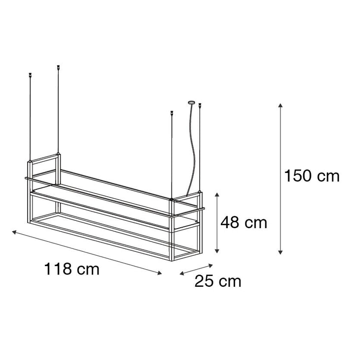 QAZQA Industriële hanglamp zwart met rek large 4-lichts - Cage Rack
